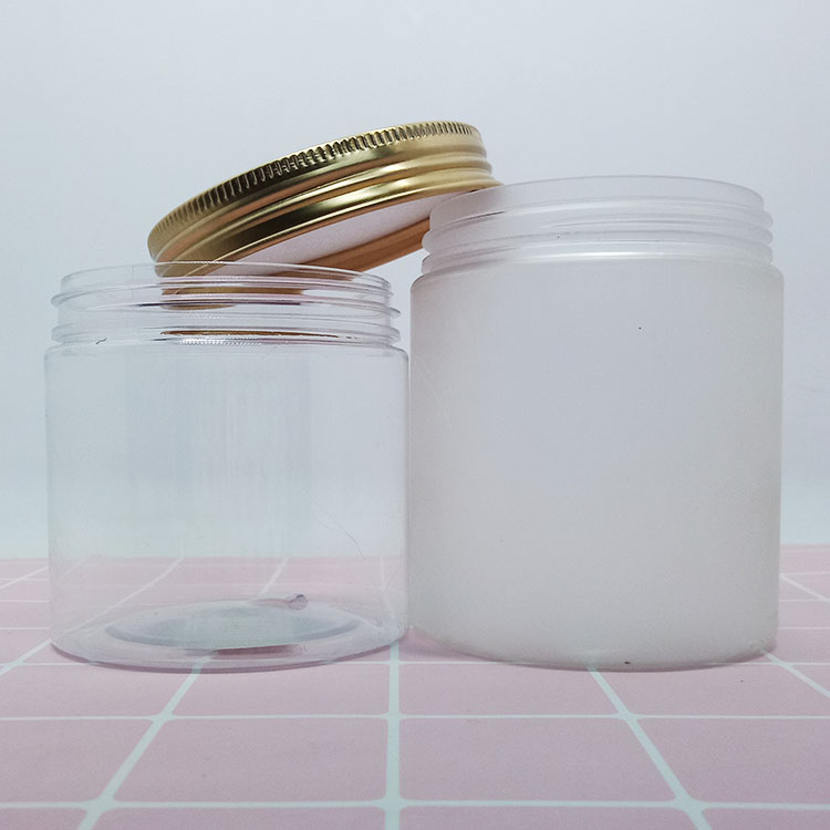 50g 60g 100g  150g clear  Cosmetic Plastic Cream Jar with gold aluminum  Lid for food and  Body Container