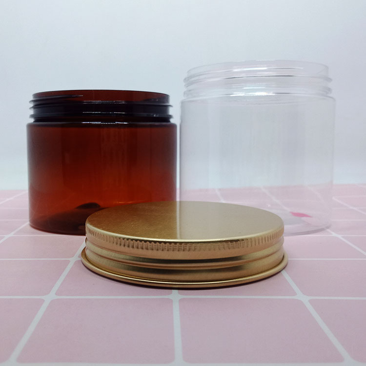 50g 60g 100g 150g clear Cosmetic Plastic Cream Jar with gold aluminum Lid for food and Body Container