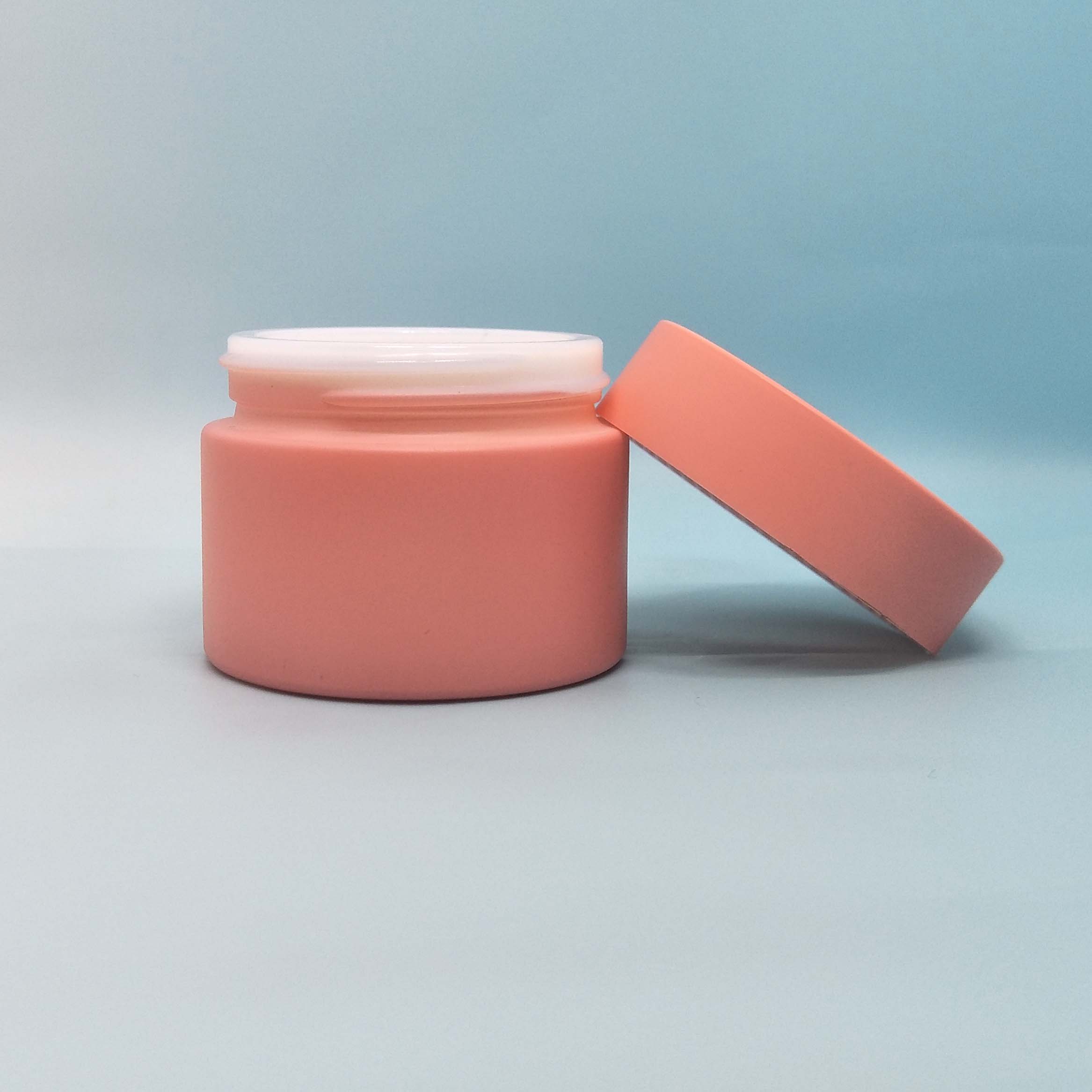 50g 60g Cosmetic Jar painting color matte pink White Porcelain Ceramic jar