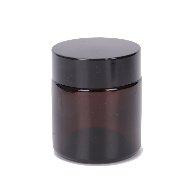 50g 60g Cosmetics Packaging Bamboo Lid Face Cream Amber Glass Jar