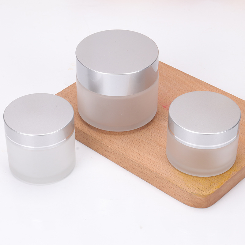 50g 60g Cosmetics Packaging Bamboo Lid Face Cream Amber Glass Jar