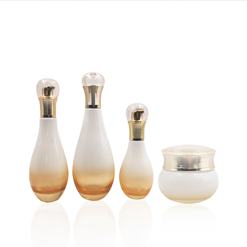 50g 60ml 100ml 150ml high quality unique cosmetic glass cream jar and perfume bottle with lotion pump and spray