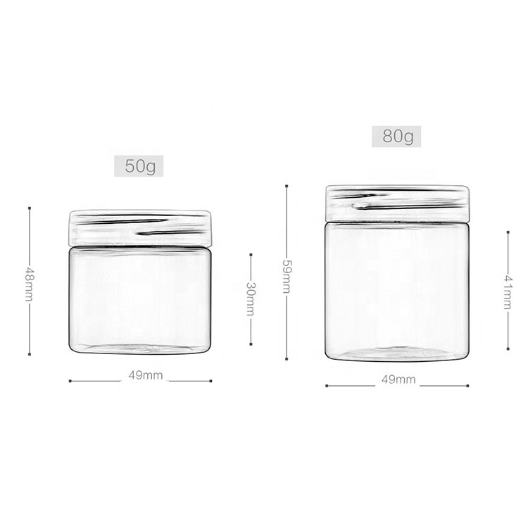 50g 80g Plastic Pot Jars Round Cosmetic Container Jars with Lids for Travel Storage Make Up, Eye Shadow, Nails, Powder, Paint