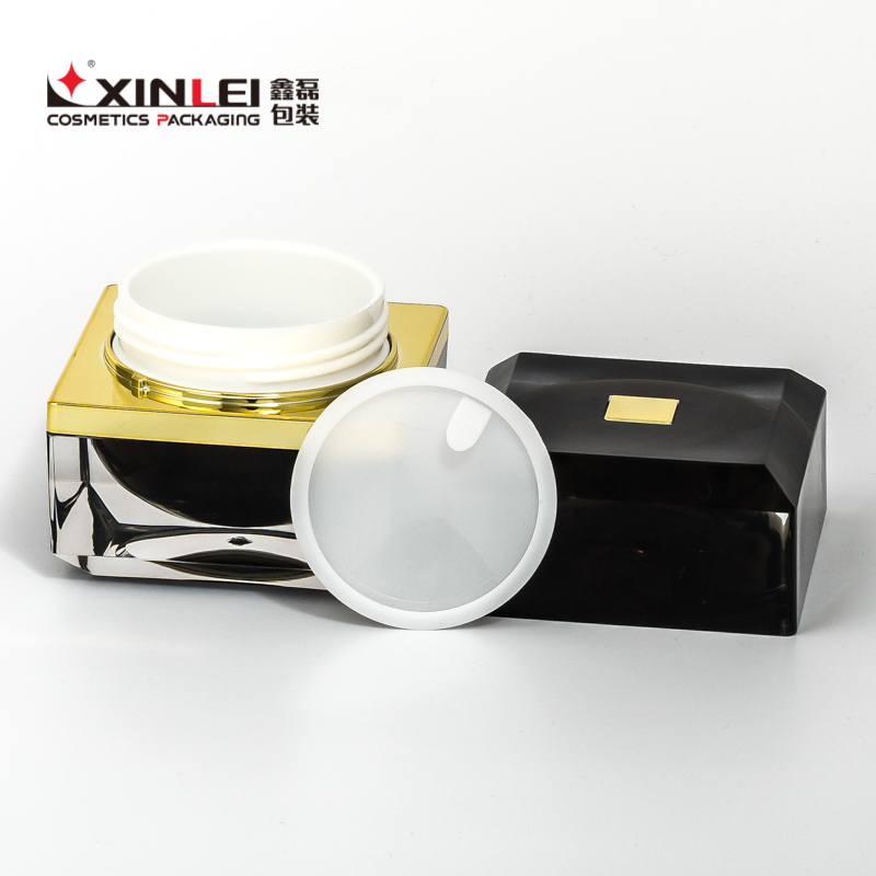 50g Black Luxury Empty Plastic wide mouth Acrylic Cosmetic Cream jar