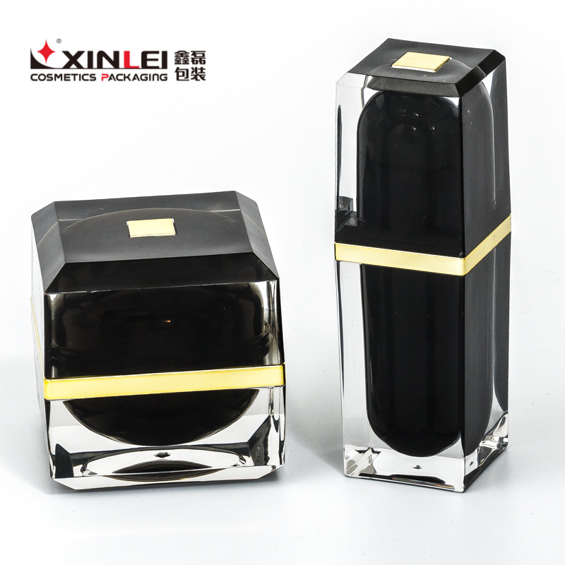 50g Black Luxury Empty Plastic wide mouth Acrylic Cosmetic Cream jar