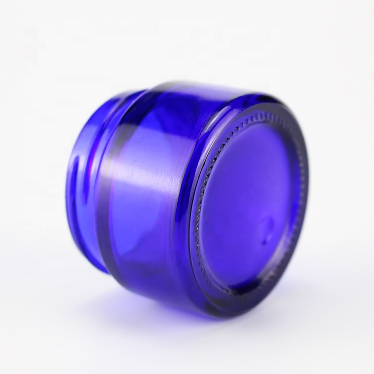 50g Blue Hexagonal Cream Bottle with Black Cap for Cosmetic Glass Jar