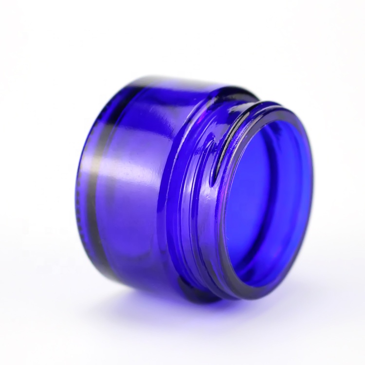 50g Blue Hexagonal Cream Bottle with Black Cap for Cosmetic Glass Jar