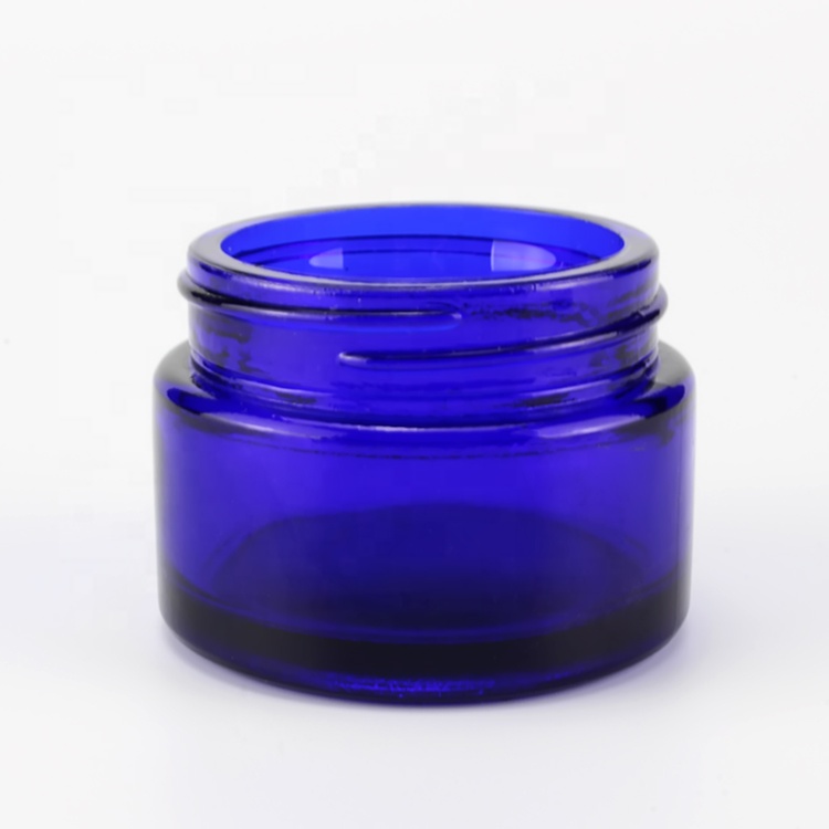 50g Blue Hexagonal Cream Bottle with Black Cap for Cosmetic Glass Jar