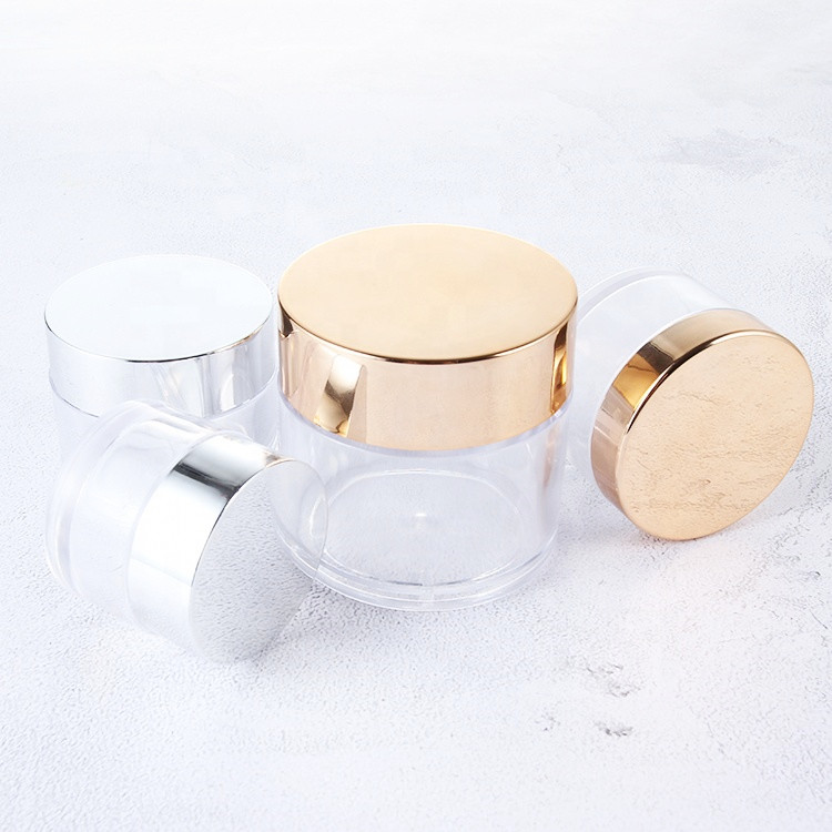 50g Clear  bottle Packaging cans Cosmetic container PET Plastic Jars with silver Cap