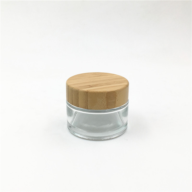 50g Cosmetic Bamboo packaging Eye cream glass jars with natural bamboo lids For Cosmetic