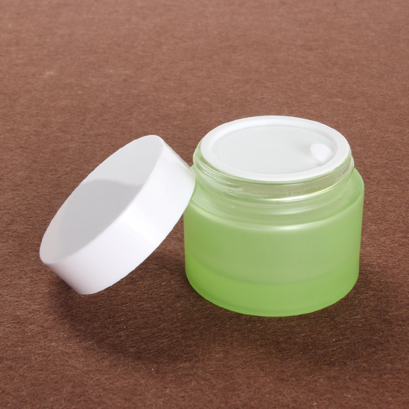 50g Cosmetic Green Scrub Cream Cream Jar Mask Skin Care Cream Filling Container with White lid Customizable Logo