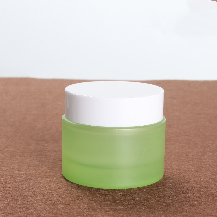 50g Cosmetic Green Scrub Cream Cream Jar Mask Skin Care Cream Filling Container with White lid Customizable Logo