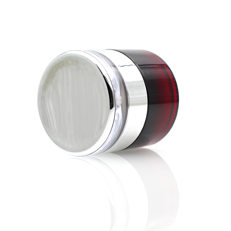 50g Cosmetic Round Shape Amber Glass Jar Container / Elegant Empty Cream Jars With Silver Cap