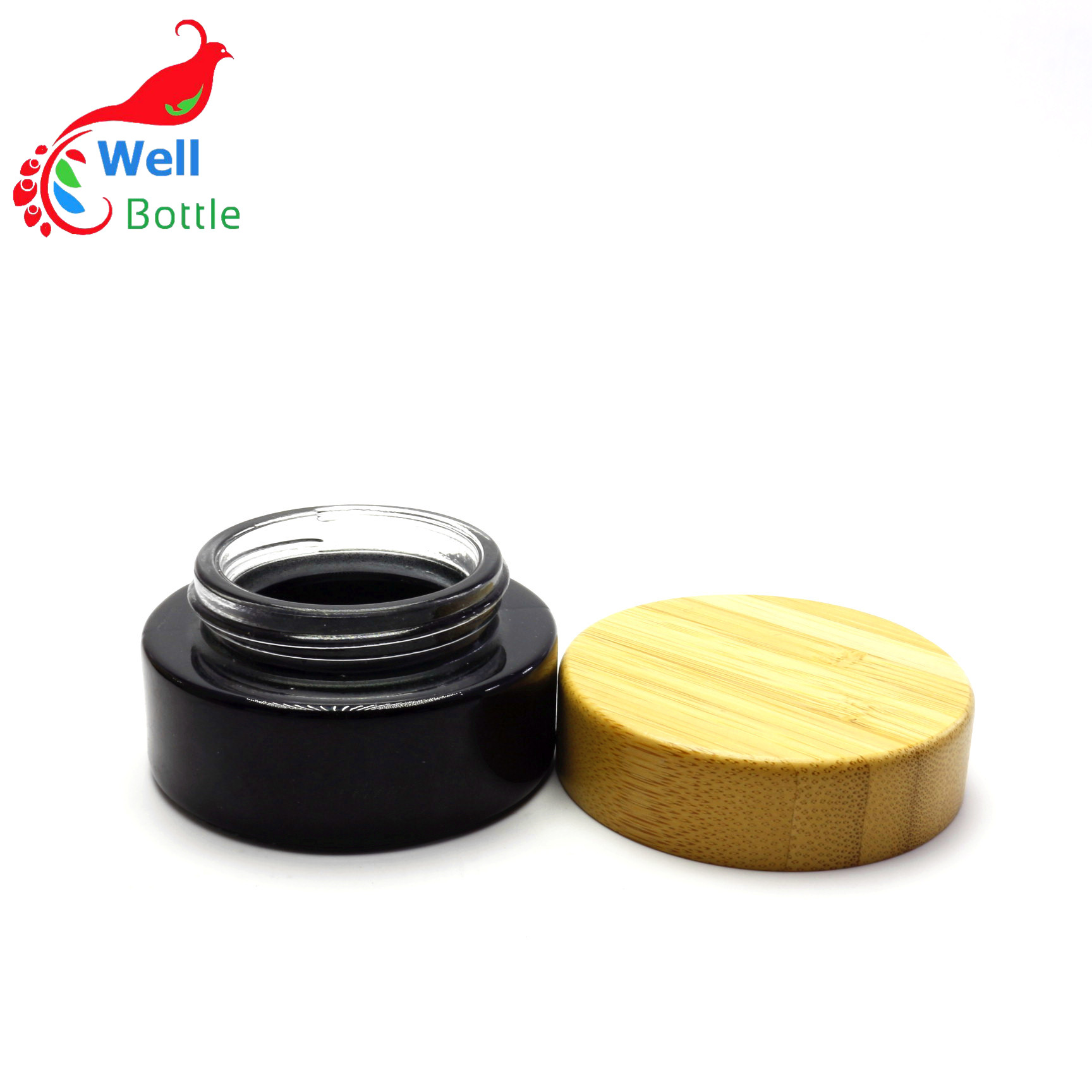 50g Cosmetic frosted glass cream jar with friendly ecological bamboo lid BJ-151R