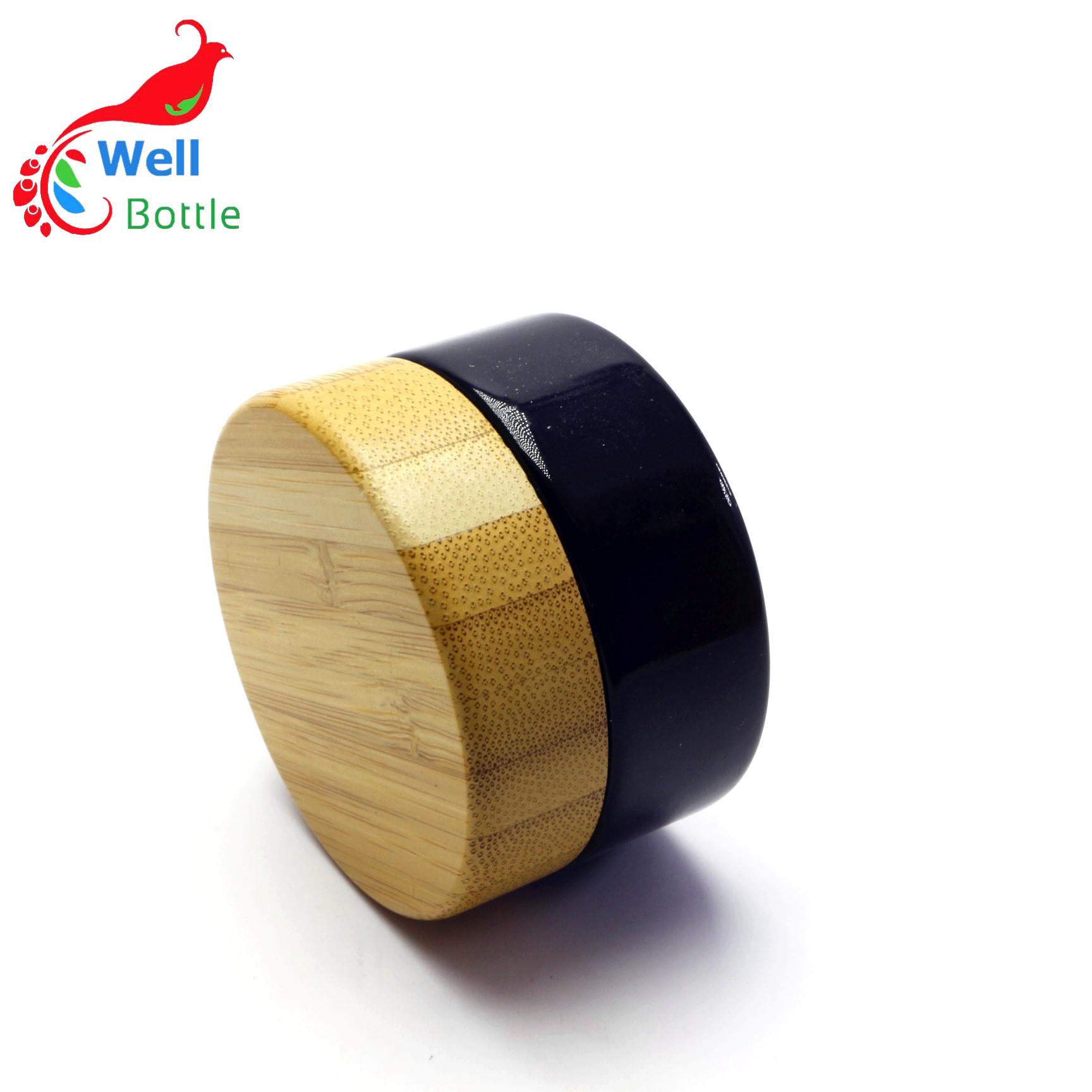 50g Cosmetic frosted glass cream jar with friendly ecological bamboo lid BJ-151R