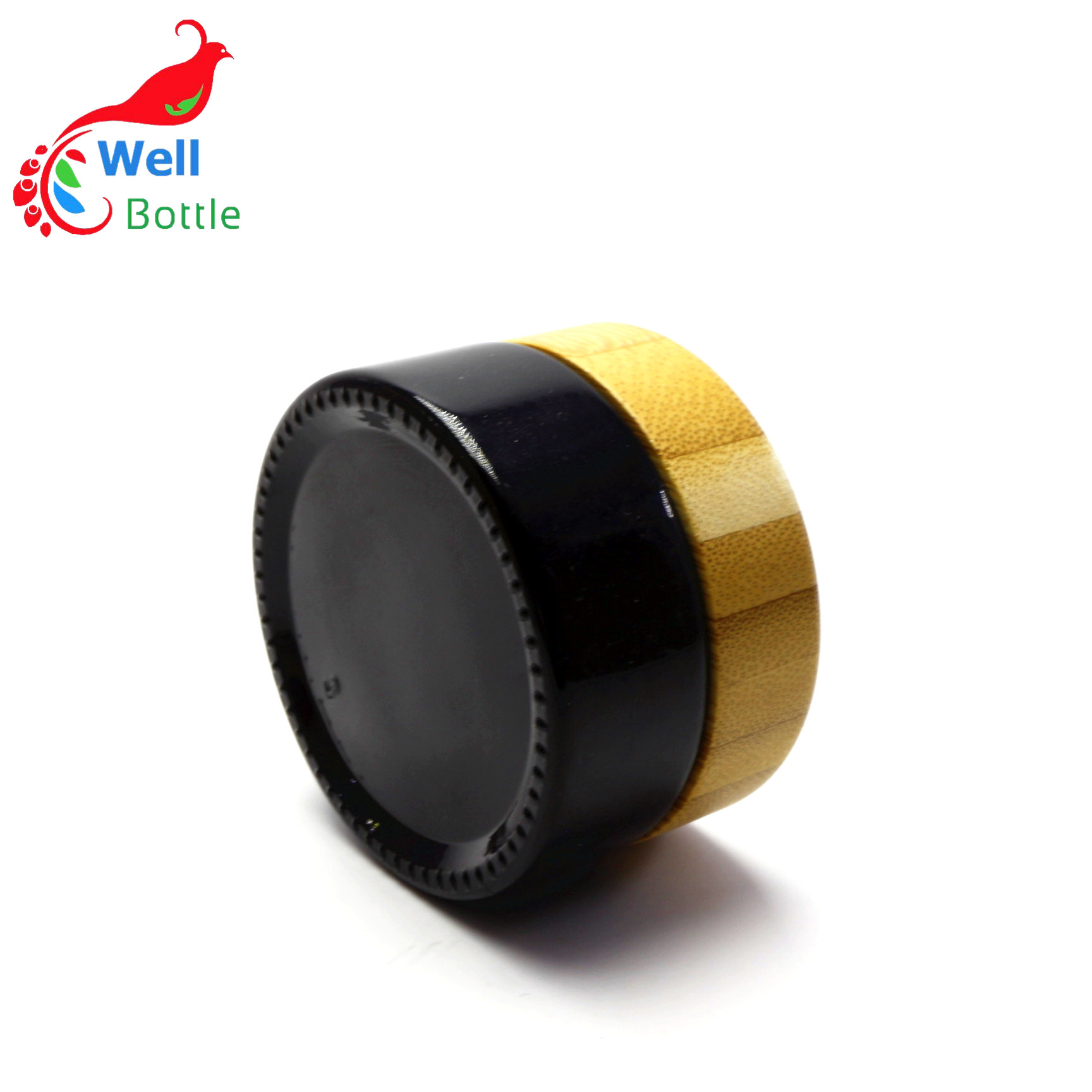 50g Cosmetic frosted glass cream jar with friendly ecological bamboo lid BJ-151R