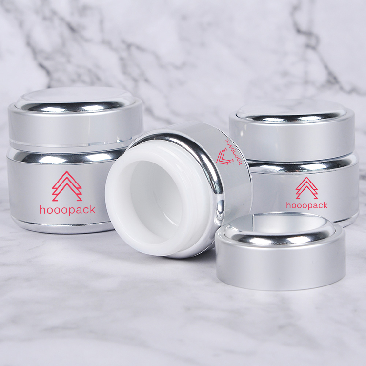 50g Eco Friendly Aluminium Material Round Packaging Glass Cosmetic Jar with Lid