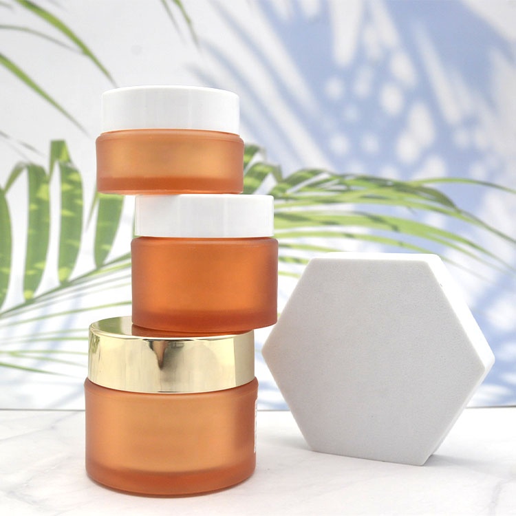 50g Empty Custom Clear Gold Pet Cream Containers Amber Frosted PET Plastic Cosmetic jars