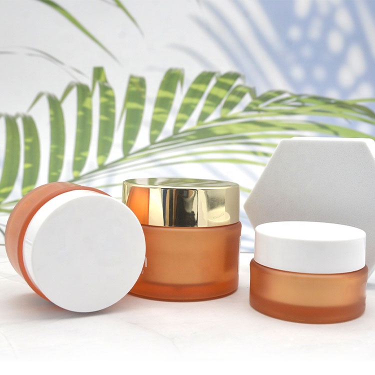 50g Empty Custom Clear Gold Pet Cream Containers Amber Frosted PET Plastic Cosmetic jars