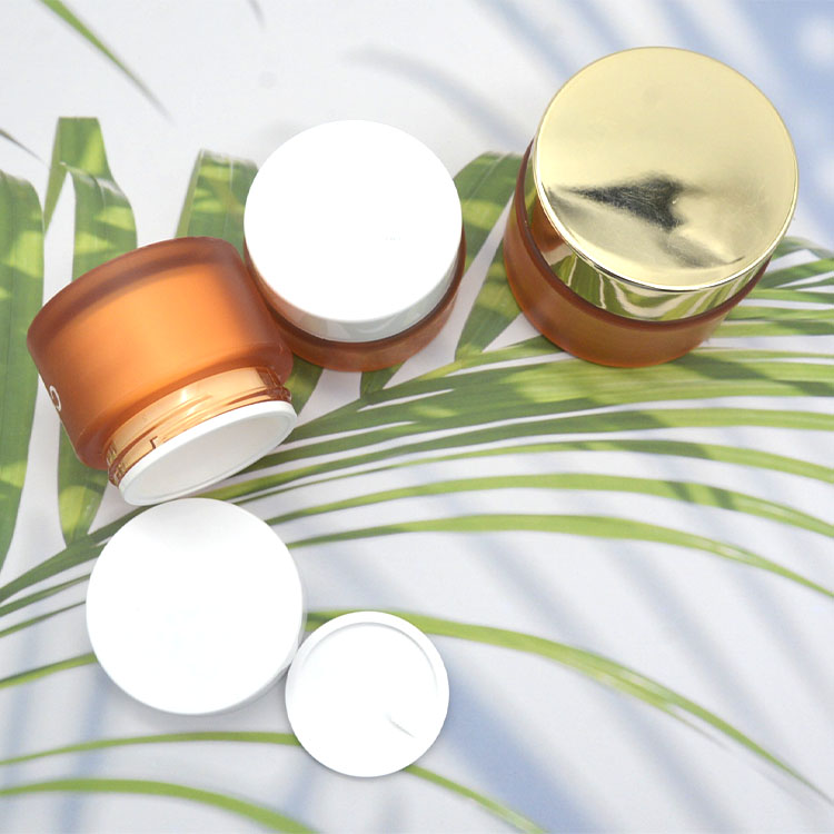 50g Empty Custom Clear Gold Pet Cream Containers Amber Frosted PET Plastic Cosmetic jars