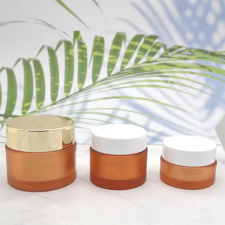 50g Empty Custom Clear Gold Pet Cream Containers Amber Frosted PET Plastic Cosmetic jars