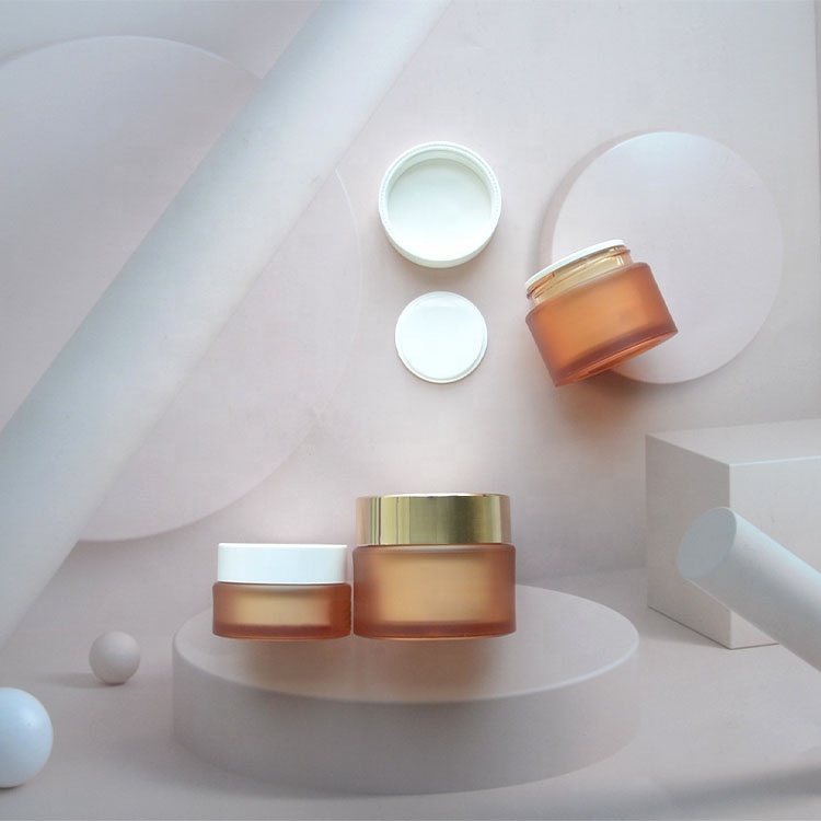 50g Empty Custom Clear Gold Pet Cream Containers Amber Frosted PET Plastic Cosmetic jars