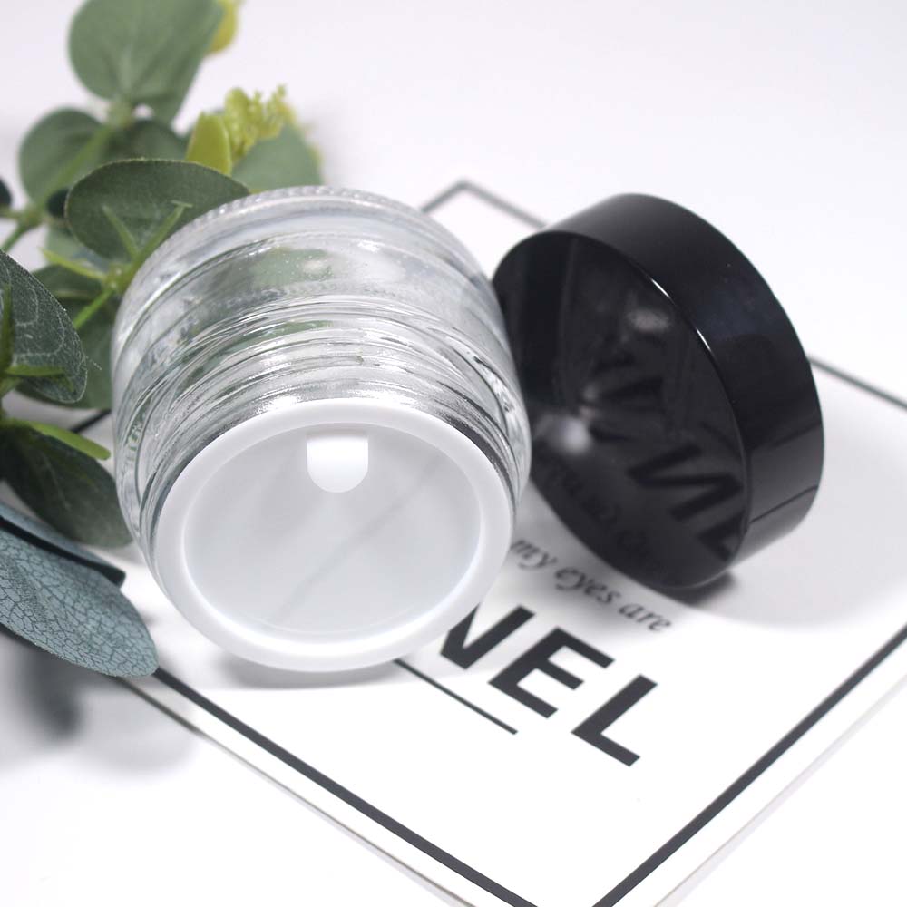 50g Empty glass can cosmetic cream clear glass jar with white and black plastic covers