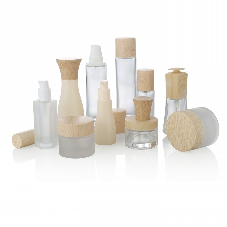 50g Frosted Wide Mouth Glass Bamboo Cosmetic Face Cream Jar