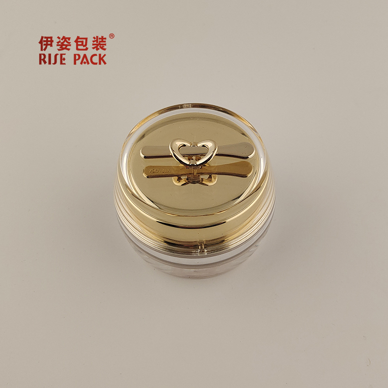 50g Gold Cosmetic Jar With a Decorative Face Cream Spatula On The Top