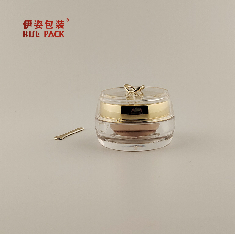 50g Gold Cosmetic Jar With a Decorative Face Cream Spatula On The Top