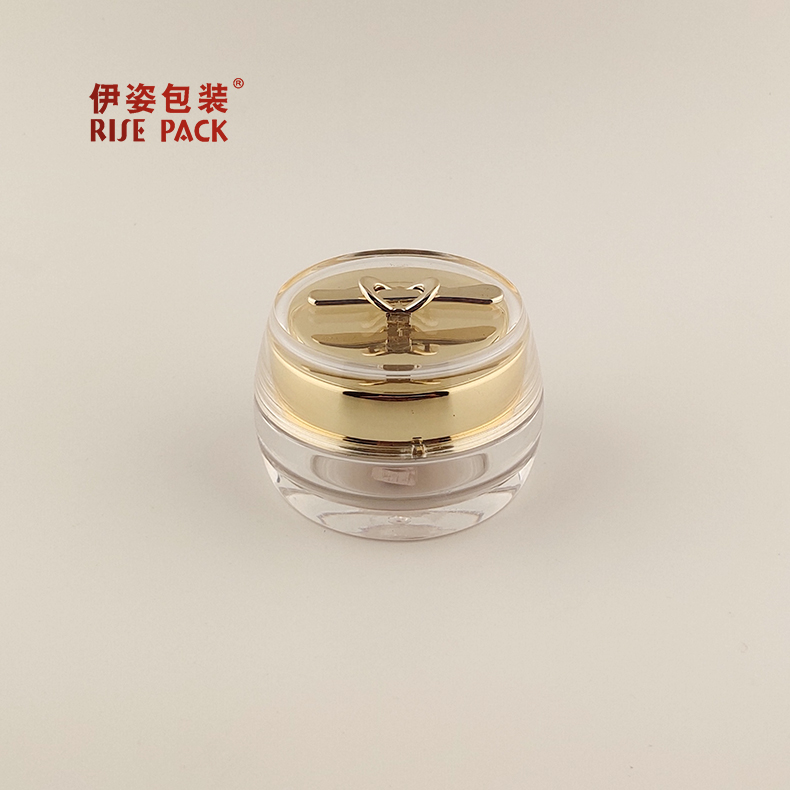 50g Gold Cosmetic Jar With a Decorative Face Cream Spatula On The Top