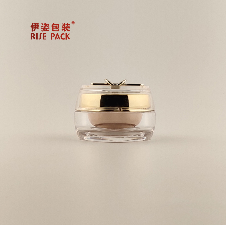 50g Gold Cosmetic Jar With a Decorative Face Cream Spatula On The Top