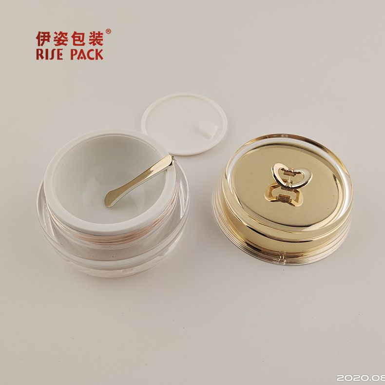50g Gold Cosmetic Jar With a Decorative Face Cream Spatula On The Top
