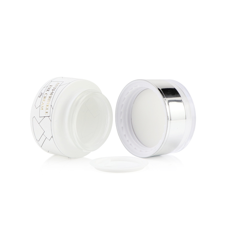 50g Good Quality Skin Care Glass Cosmetic Container With Bamboo Lid,Wood Lid Packaging Cosmetic