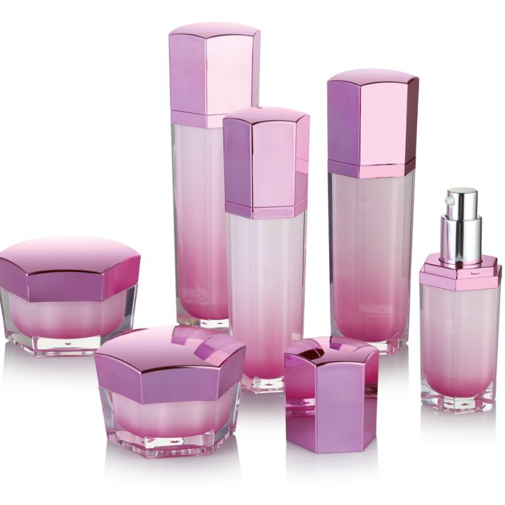 50g Hexagon Acrylic Jar with Lotion Bottle Whole Cosmetic Set Series