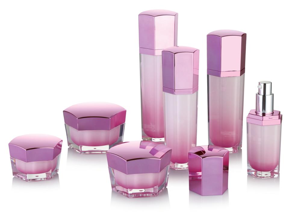 50g Hexagon Acrylic Jar with Lotion Bottle Whole Cosmetic Set Series