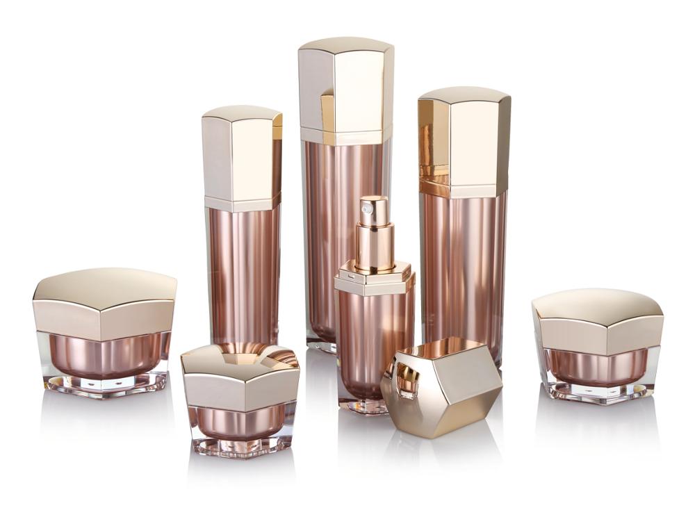 50g Hexagon Acrylic Jar with Lotion Bottle Whole Cosmetic Set Series