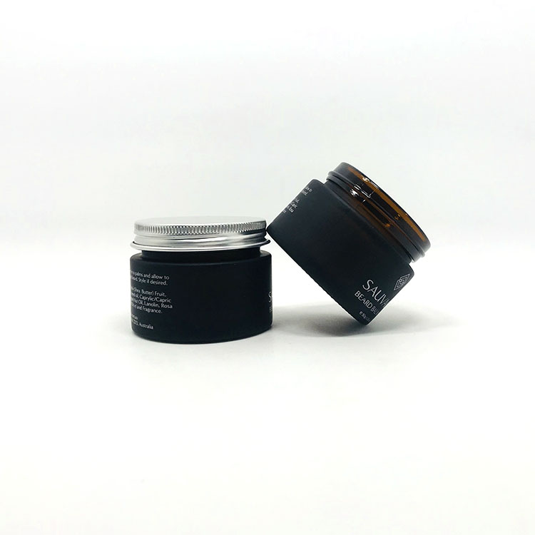 50g High Quality amber frosted black glass cream jar with aluminum cap