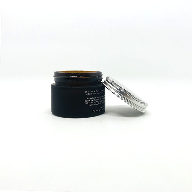 50g High Quality amber frosted black glass cream jar with aluminum cap
