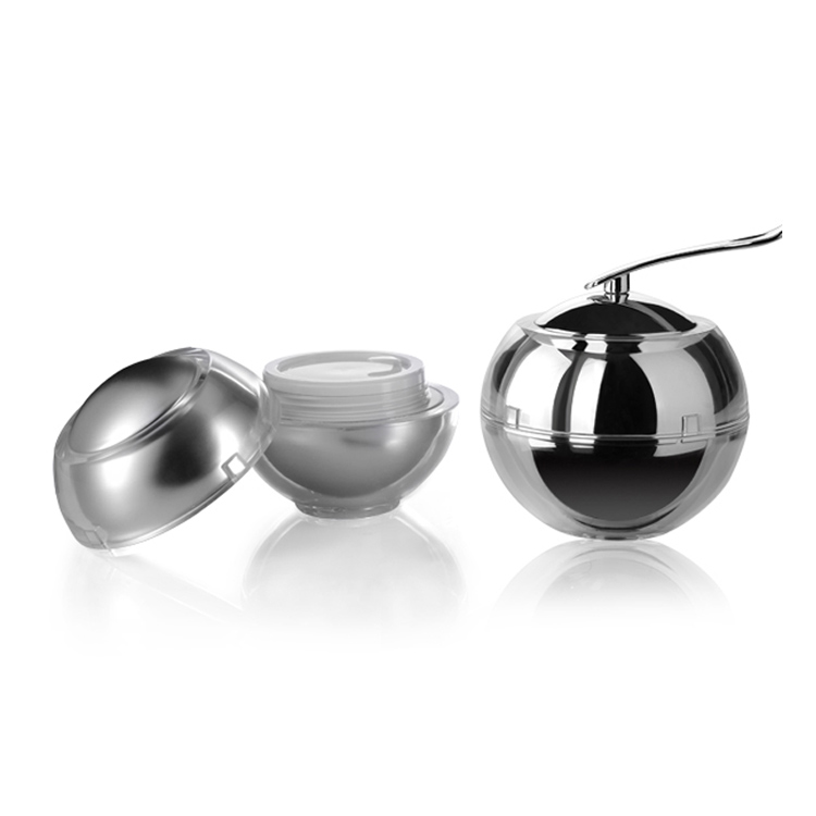 50g High-end Custom Shiny Silver Apple Shaped Spoon Facial Cosmetic Cream Jar