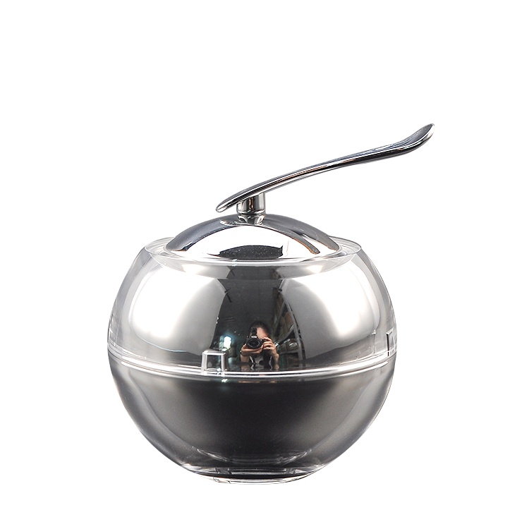 50g High-end Custom Shiny Silver Apple Shaped Spoon Facial Cosmetic Cream Jar