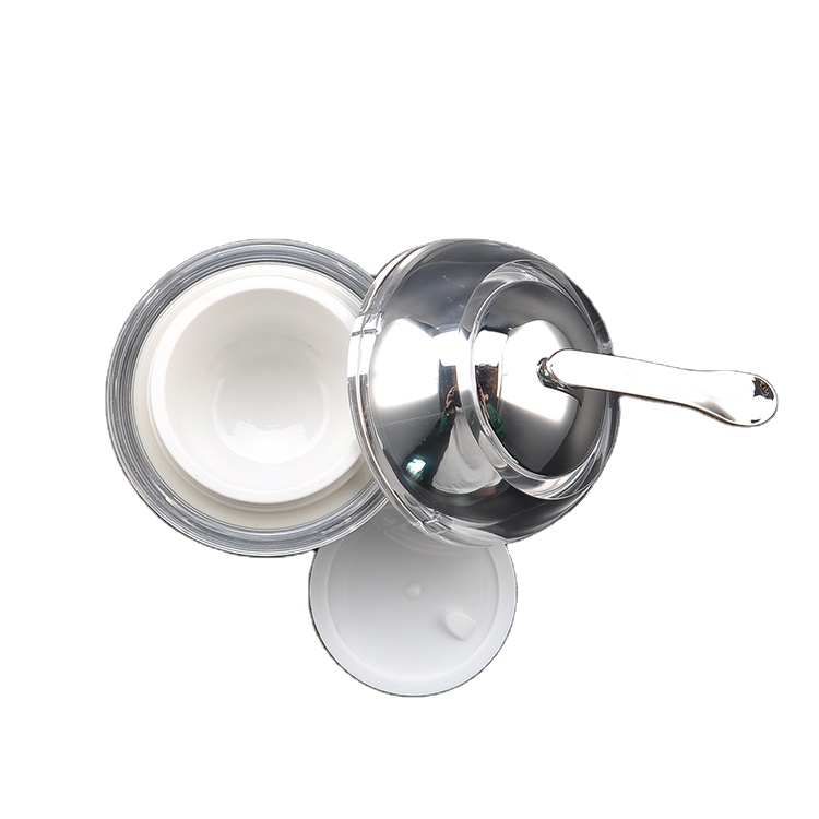 50g High-end Custom Shiny Silver Apple Shaped Spoon Facial Cosmetic Cream Jar