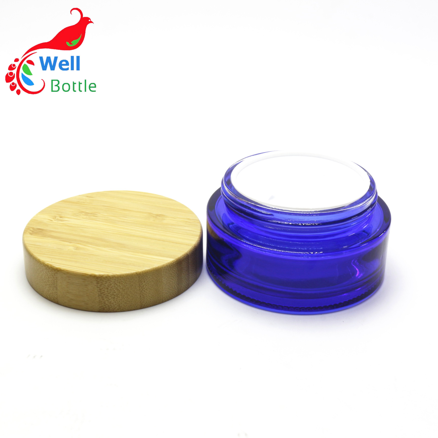 50g Lotion Cosmetic Packing Glass Jar with wood lid BJ-157R