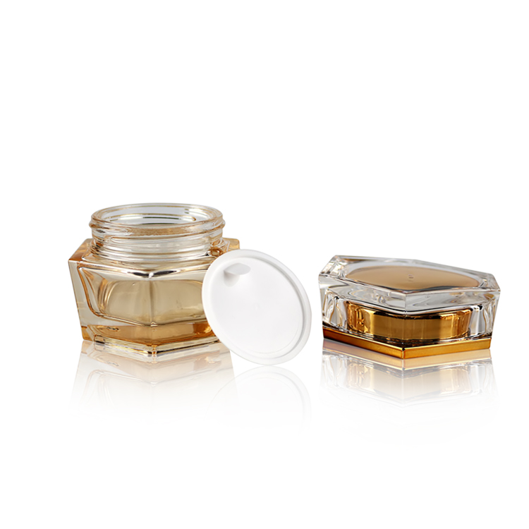 50g Luxurious upscale cosmetics containers glass cream Hexagonal jar glass bottle for skincare packaging lotion bottle