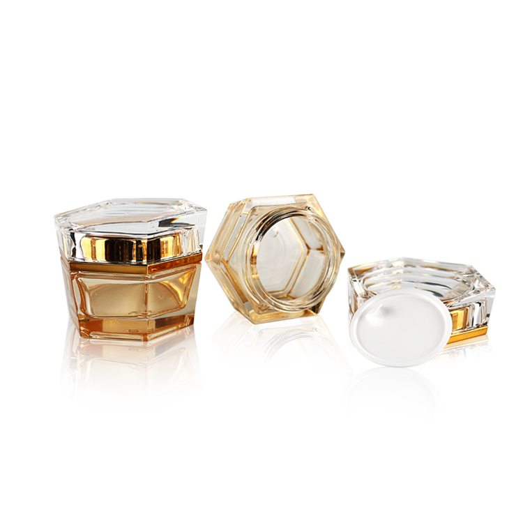 50g Luxurious upscale cosmetics containers glass cream Hexagonal jar glass bottle for skincare packaging lotion bottle