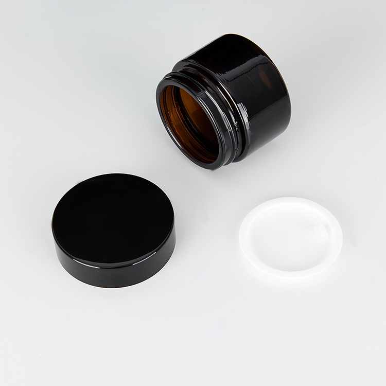 50g Matte Black glass Jar With Metal Lids For Face Packs