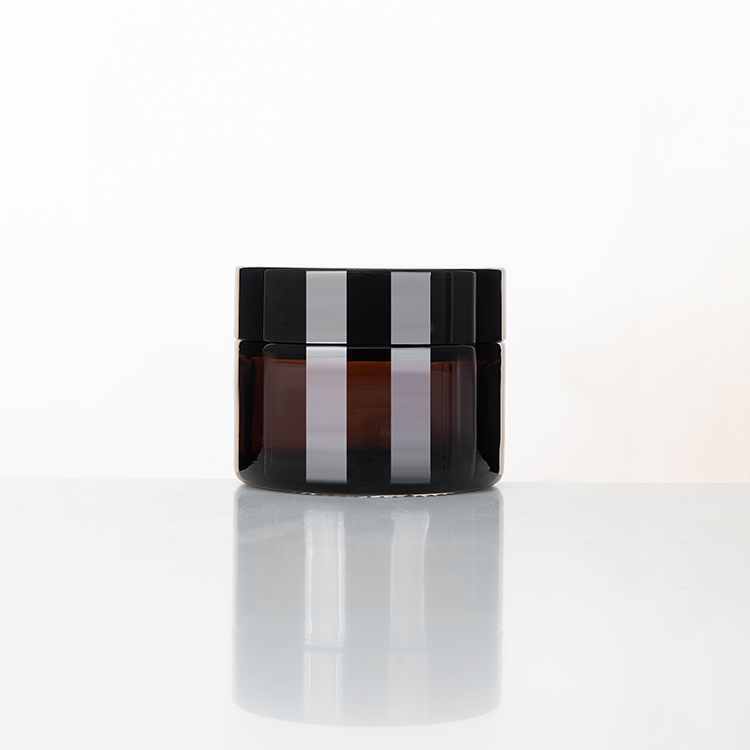 50g Matte Black glass Jar With Metal Lids For Face Packs