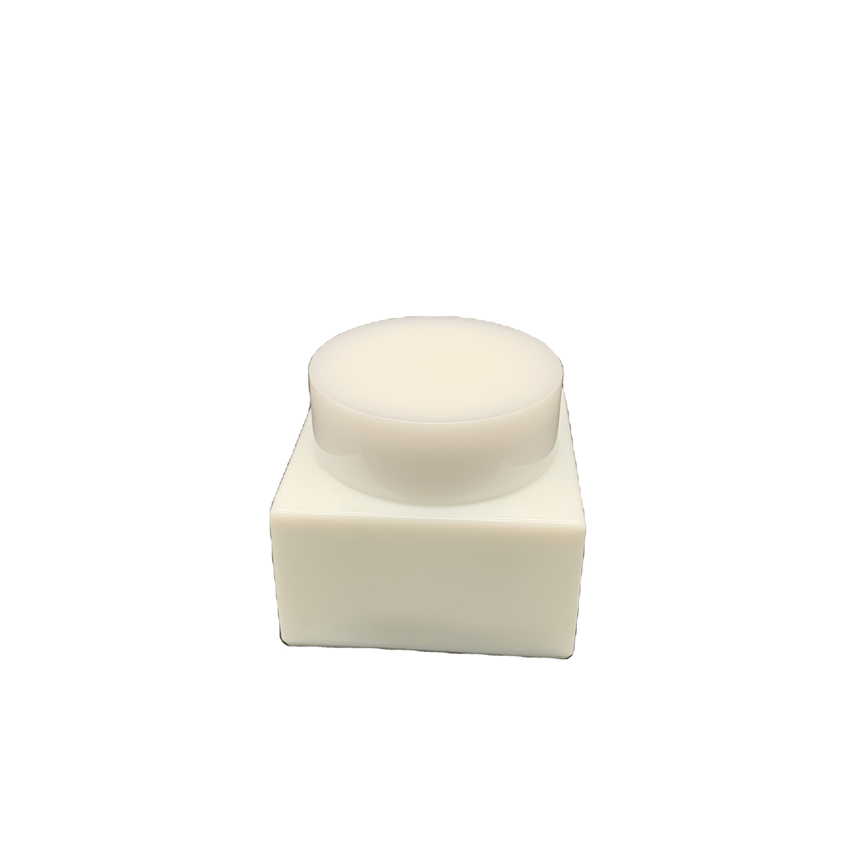 50g Opal White Square Glass Cosmetic Skin Care Cream Jar with Screw Cap and Handle ring gasket