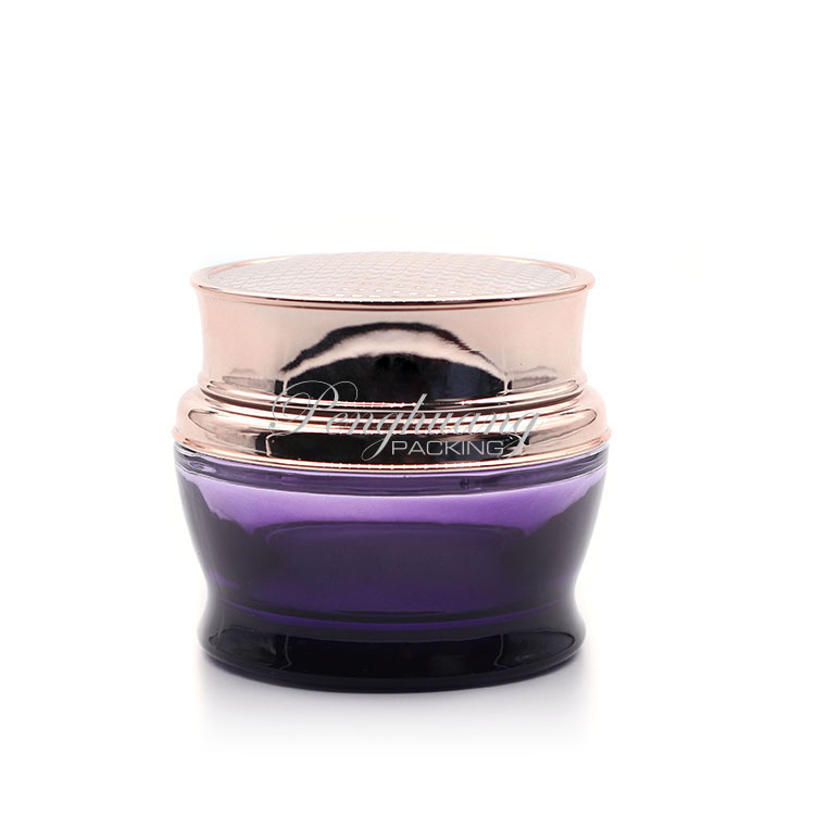 50g Purple Glass Jar Elegant Cosmetic Glass Cream Jar With Golden Cap