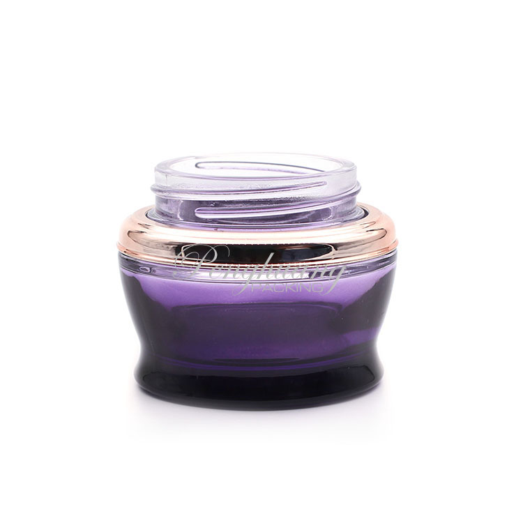50g Purple Glass Jar Elegant Cosmetic Glass Cream Jar With Golden Cap